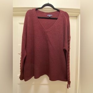 American Eagle LACED TIE-SLEEVE V-NECK SWEATER